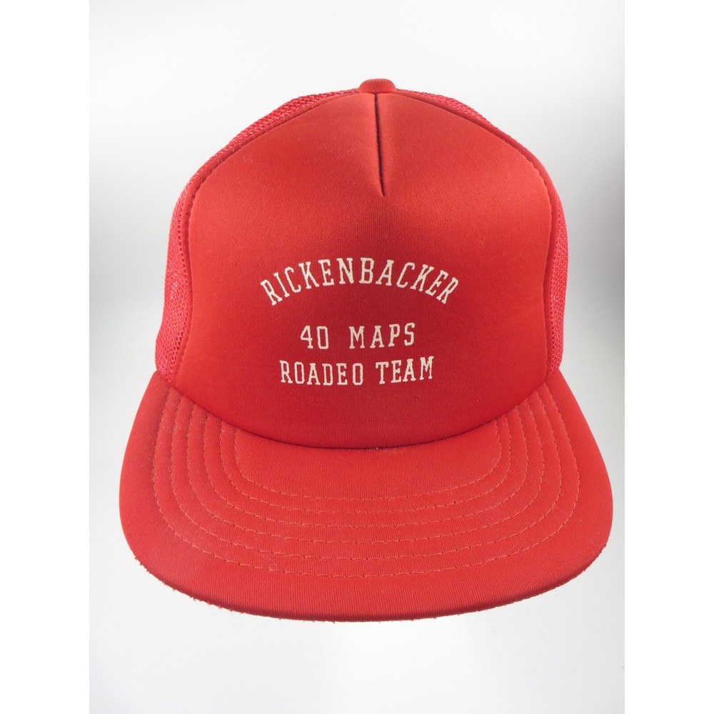 Vtg Trucker Foam Front Mesh Back Hat Snapback Rickenbaker AFB Rodeo Team 40 Maps